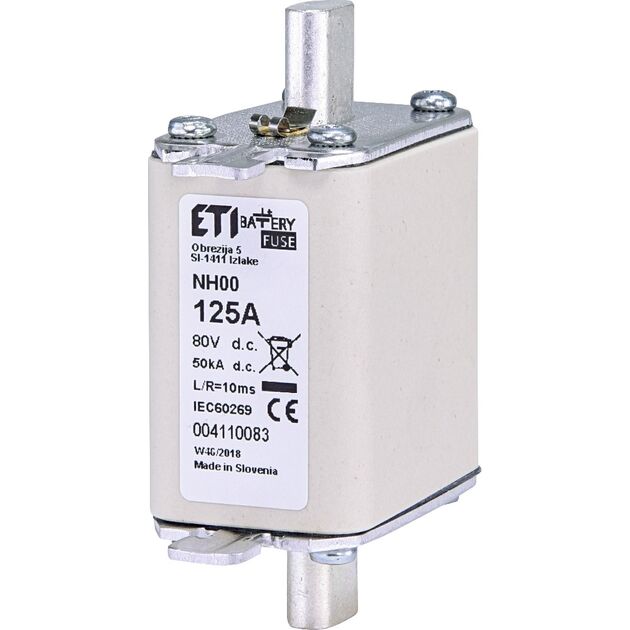 ETI Запобіжник NH-00 Battery 125A 80V DC, фото , изображение 2 | SNABZHENIE.com.ua