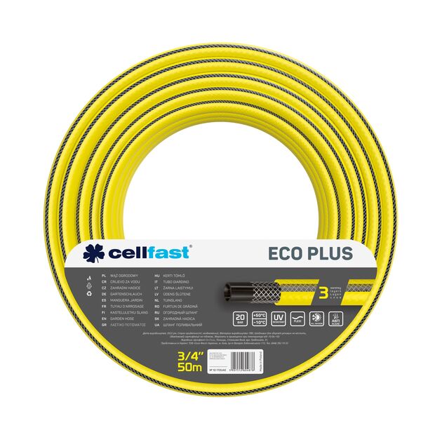 Cellfast Шланг садовий ECO PLUS 3/4" 50м, 3 шари, до 20 Бар, -10…+50°C, фото , зображення 2 | SNABZHENIE.com.ua