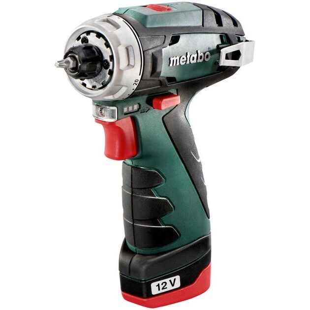 Metabo Шурпокрут-дриль POWERMAXX BS BASIC, акумуляторний, 2*12В, 2 Аг, 0-360/0-1400об/хв, патрон 1-10мм, шестигранник, 17/34Нм, фото , изображение 3 | SNABZHENIE.com.ua