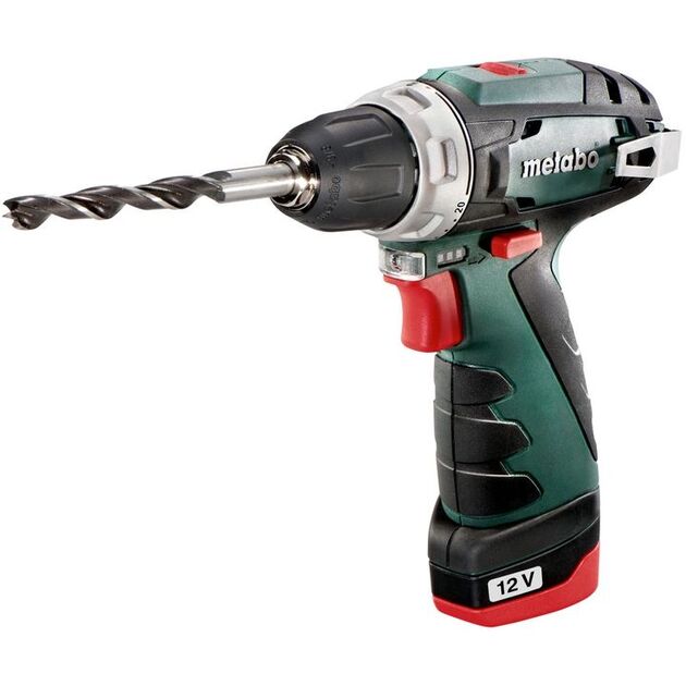 Metabo Шурпокрут-дриль POWERMAXX BS BASIC, акумуляторний, 2*12В, 2 Аг, 0-360/0-1400об/хв, патрон 1-10мм, шестигранник, 17/34Нм, фото , изображение 2 | SNABZHENIE.com.ua