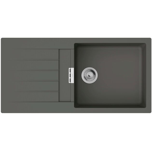 Мийка кухонна Hansgrohe S52, граніт, прямокутник, з крилом, 980х480х190мм, чаша - 1, врізна, S52-F480, сірий камінь, фото  | SNABZHENIE.com.ua