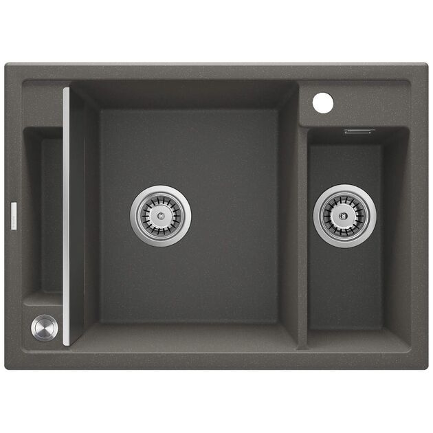 Мийка кухонна Deante Magnetic, граніт, прямокут., з крилом, 690х500х219мм, чаша - 1.5, врізна, антрацит, фото , зображення 2 | SNABZHENIE.com.ua