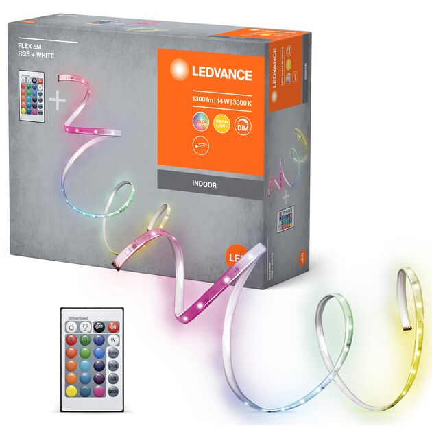 LEDVANCE Стрічка світлодіодна FLEX 14W, 1300Lm, 5M RGB 3000K RC, фото , изображение 2 | SNABZHENIE.com.ua