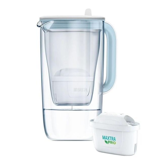 Фільтр-глечик Brita Glass Jug One скляний 2.5л (1.7л очищеної води) з фільтр-картриджем, синій, фото , изображение 2 | SNABZHENIE.com.ua