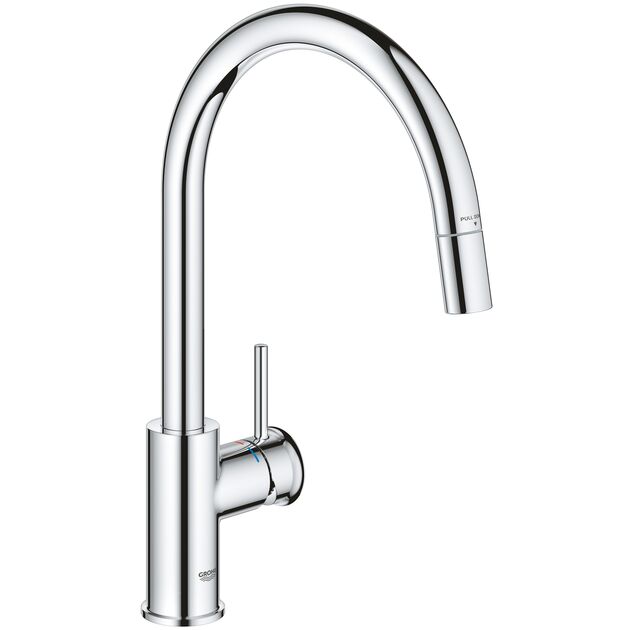 Змішувач для кухні Grohe BauClassic, довж.виливу - 215мм, поворотний, 1важіль, хром, фото  | SNABZHENIE.com.ua