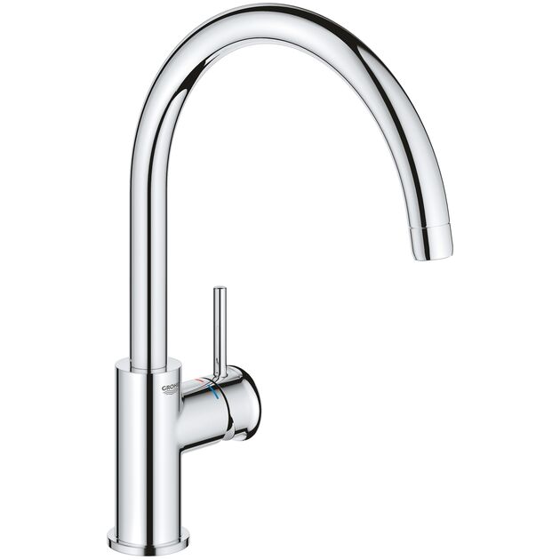 Змішувач для кухні Grohe BauClassic, довж.виливу - 223мм, поворотний, 1важіль, хром, фото  | SNABZHENIE.com.ua