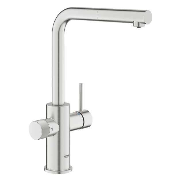 Змішувач для кухні Grohe Blue Pure Minta, довж.виливу - 223мм, поворотний/витяжний, 2 води, супер сталь, фото , изображение 2 | SNABZHENIE.com.ua