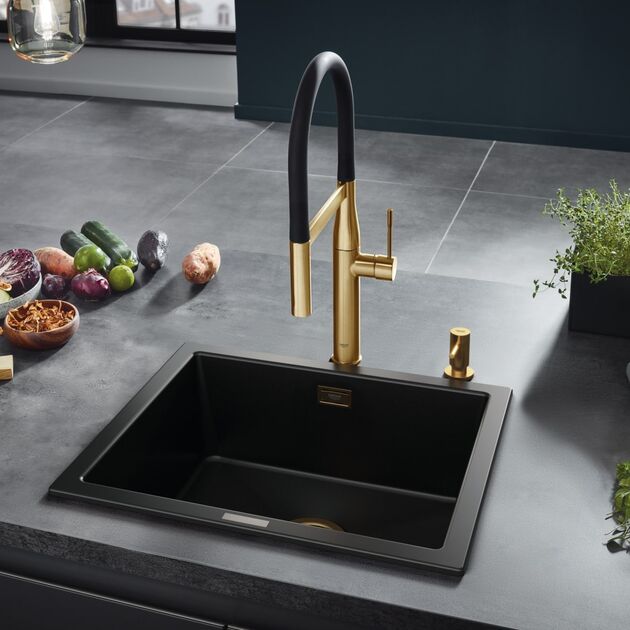 Змішувач для кухні Grohe Essence, довж.виливу - 240мм, поворотний/гнучкий, 1важіль, прохолодний схід сонця, фото , зображення 3 | SNABZHENIE.com.ua