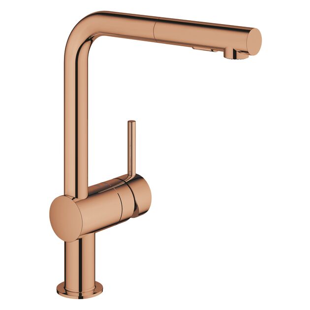 Змішувач для кухні Grohe Minta, довж.виливу - 223мм, поворотний/витяжний, 1важіль, теплий захід сонця, фото , зображення 2 | SNABZHENIE.com.ua