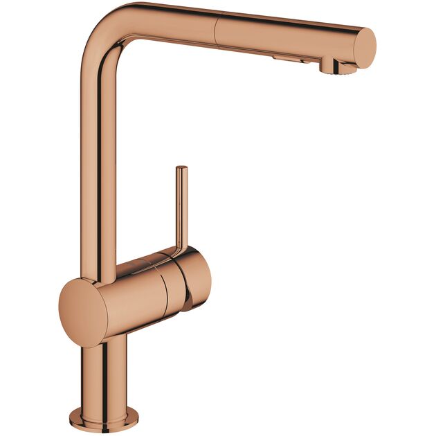 Змішувач для кухні Grohe Minta, довж.виливу - 223мм, поворотний/витяжний, 1важіль, теплий захід сонця, фото  | SNABZHENIE.com.ua