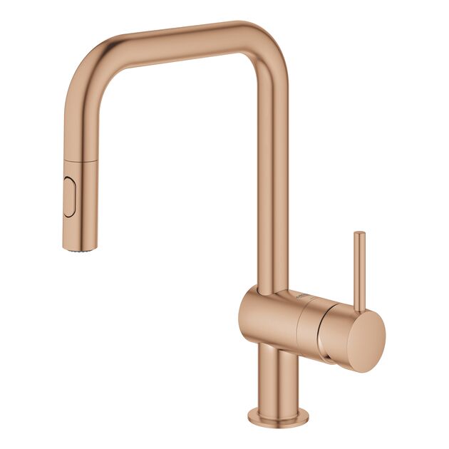 Змішувач для кухні Grohe Minta, довж.виливу - 225мм, поворотний/витяжний, 1важіль, матовий теплий захід сонця, фото , изображение 3 | SNABZHENIE.com.ua