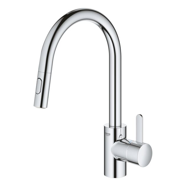 Змішувач для кухні Grohe Via Cosmo, довж.виливу - 223мм, поворотний/витяжний, 1важіль, хром, фото , зображення 3 | SNABZHENIE.com.ua