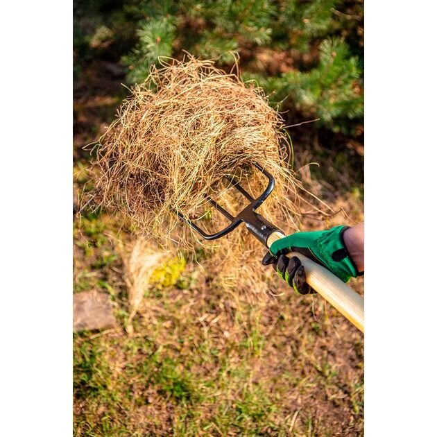 Вилы универсальные, 4 зуба, деревянный черенок, пластм. ручка VERTO, фото , изображение 3 | SNABZHENIE.com.ua