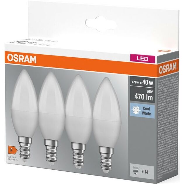 Osram Набір ламп 4шт LED E14 4.9Вт 4000К 470Лм B40, фото  | SNABZHENIE.com.ua