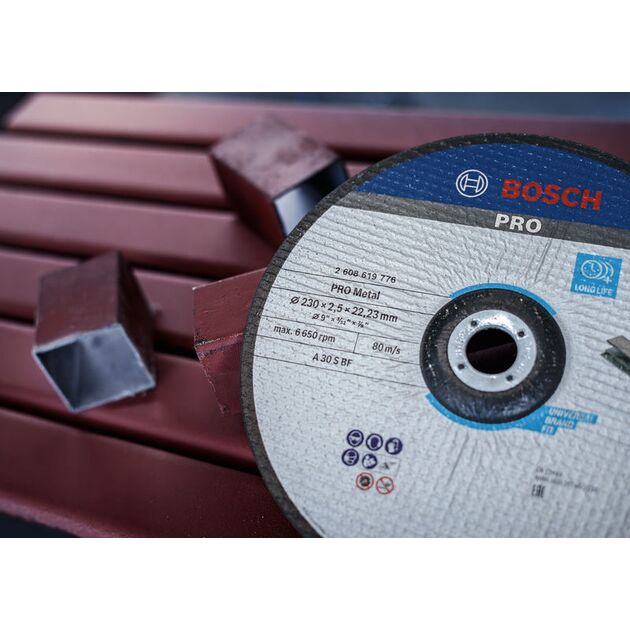 Bosch Диск відрізний шліфувальний Standard, 230х22.23мм, по металу, фото , изображение 3 | SNABZHENIE.com.ua