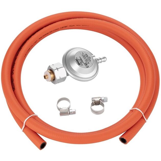 Комплект GOK підключення газового балону з вентилем Shell та KLF (редуктор 1шт, шланг 2м, хомут 2шт), фото  | SNABZHENIE.com.ua