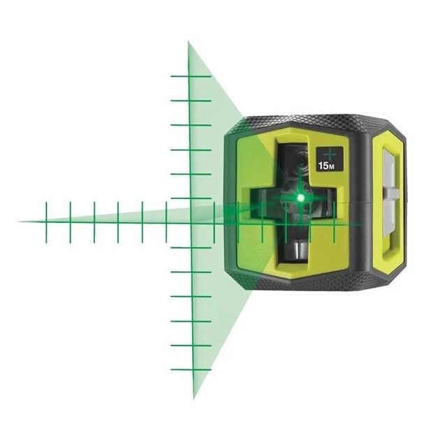 Ryobi Нівелір лазерний RBCLLG2 до 15м ±0.5мм перехресний зелений промінь 2хАА 0.4кг, фото , изображение 2 | SNABZHENIE.com.ua