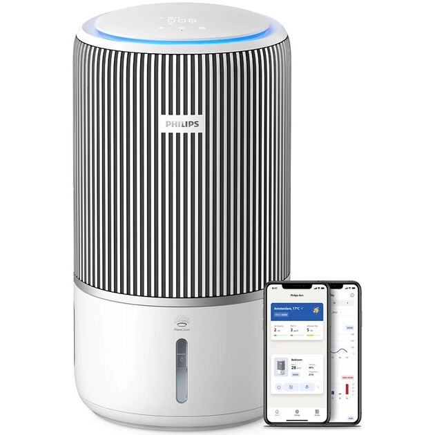 Очисник-зволожувач повітря Philips Series 3400, 78м2, 300м3/год, 3-х шар. HEPA фільтр +вугільний фільтр, Wi-Fi, 5 режими, білий, фото  | SNABZHENIE.com.ua