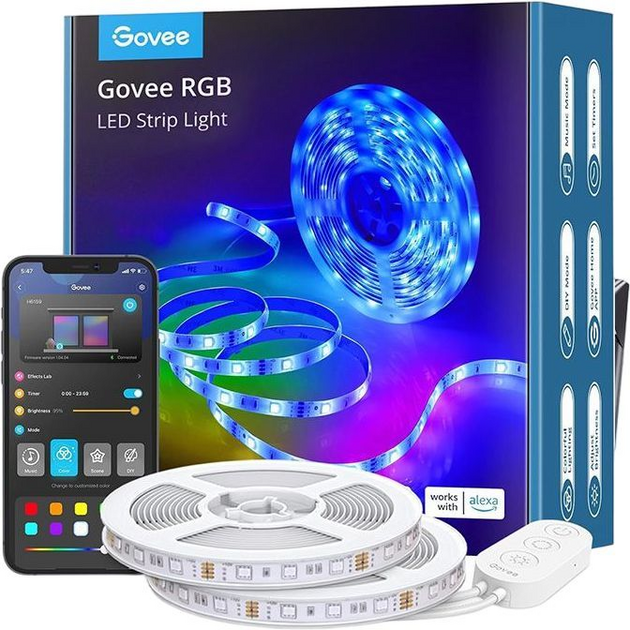 Govee Стрічка світлодіодна розумна H611 LED Strip Lights, 10м, RGB, WI-FI/Bluetooth, білий, фото , изображение 2 | SNABZHENIE.com.ua