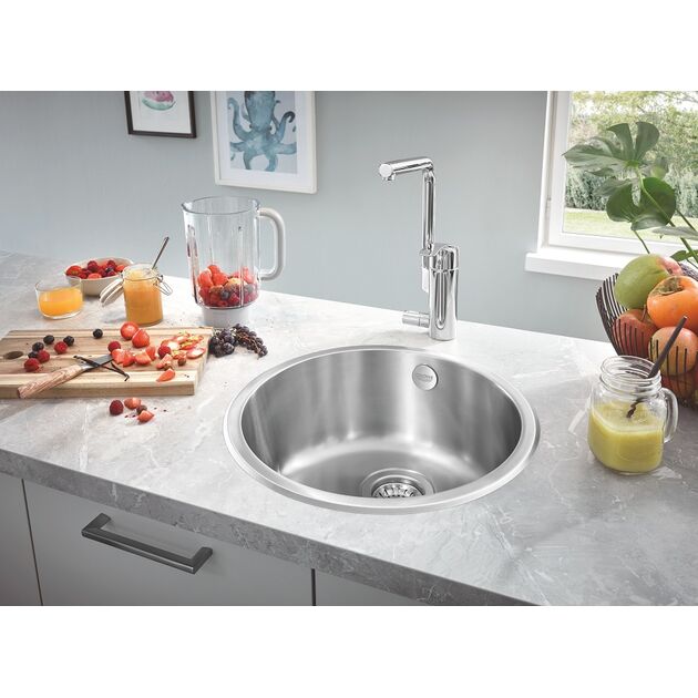 Мийка кухонна Grohe K200, нерж.сталь, кругла, без крила, 440x440x178мм, чаша - 1, врізна, нержавіюча сталь, фото , зображення 3 | SNABZHENIE.com.ua