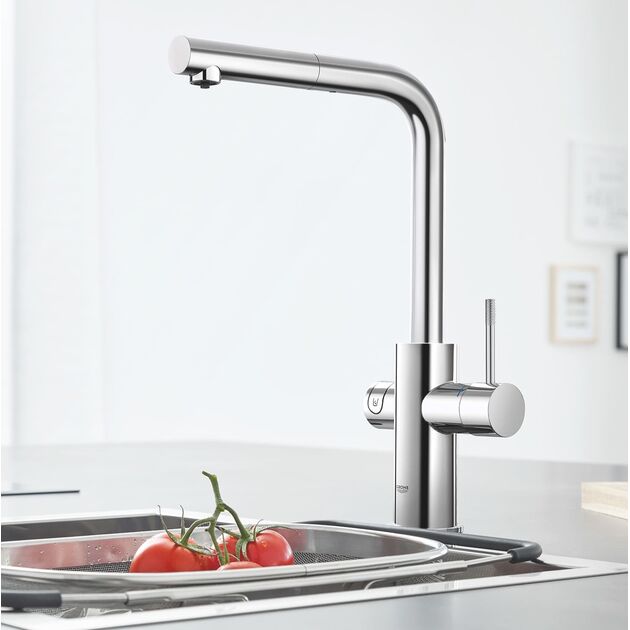 Змішувач для кухні Grohe Blue Home, довж.виливу - 223мм,  поворотний, витяжний, 1 важіль + сенсор, хром, фото , зображення 3 | SNABZHENIE.com.ua