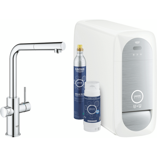 Змішувач для кухні Grohe Blue Home, довж.виливу - 223мм,  поворотний, витяжний, 1 важіль + сенсор, хром, фото  | SNABZHENIE.com.ua