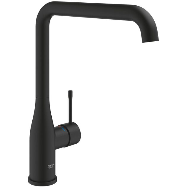Змішувач для кухні Grohe Accent, довж.виливу - 220мм, поворотний, 1 важіль, фантомний чорний, фото  | SNABZHENIE.com.ua