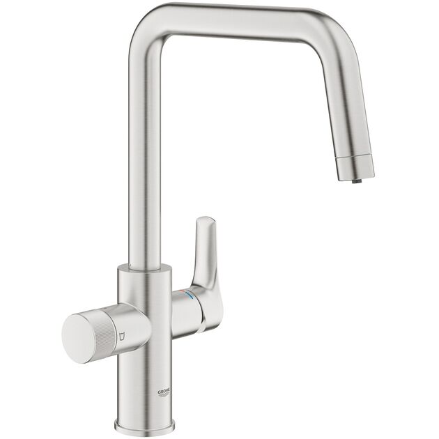 Змішувач для кухні Grohe Blue Pure Start, довж.виливу - 223мм, поворотний, 1+1 фильтр, супер сталь, фото  | SNABZHENIE.com.ua