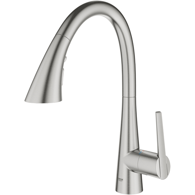 Змішувач для кухні Grohe Scala, довж.виливу - 231мм, поворотний/витяжний, 1важіль, супер сталь, фото , зображення 3 | SNABZHENIE.com.ua