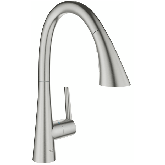 Змішувач для кухні Grohe Scala, довж.виливу - 231мм, поворотний/витяжний, 1важіль, супер сталь, фото  | SNABZHENIE.com.ua