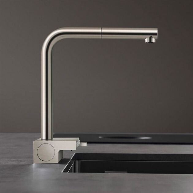 Змішувач для кухні Hansgrohe Aquno Select M81, довж.виливу - 210мм, поворотний, витяжний, 1 важіль, сталь, фото , зображення 3 | SNABZHENIE.com.ua