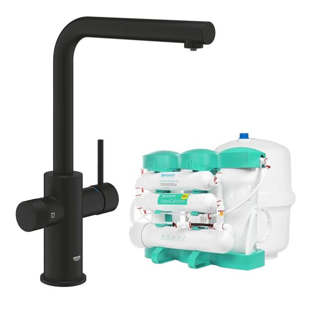 Комплект змішувача для кухні з висувним виливом Grohe Blue Pure Minta з фільтром зворотного осмосу Ecosoft P’URE AQUACALCIUM Mint (MO67530590KF), фото , изображение 2 | SNABZHENIE.com.ua