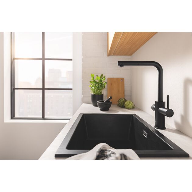 Комплект змішувача для кухні з висувним виливом Grohe Blue Pure Minta з фільтром зворотного осмосу Ecosoft P’URE AQUACALCIUM Mint (MO67530590KF), фото , изображение 3 | SNABZHENIE.com.ua