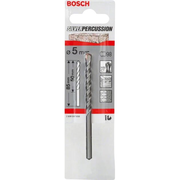 Bosch Свердло по бетону CYL-3, 5х50х85мм SilverPercussion, фото , изображение 2 | SNABZHENIE.com.ua