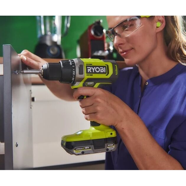 Ryobi Шурупокрут-дриль акумуляторний ONE+ RDD18-2C415S 18В 1х4А·год 1х1.5А·год ЗП 52Нм 450·1750об·хв 1.3кг сумка, фото , изображение 3 | SNABZHENIE.com.ua