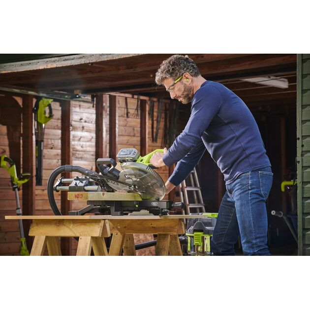 Ryobi Пила торцювальна RMS18254X-0, акумуляторна, 18В ONE+ НР, з протяжкою, диск 254мм, 14кг, без АКБ та ЗП, фото , изображение 3 | SNABZHENIE.com.ua