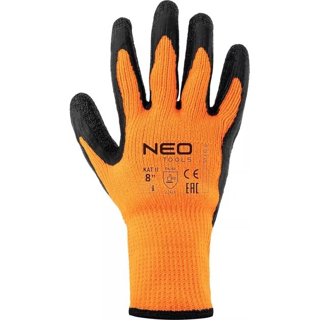 Утепленные рабочие перчатки, полиэстер с латексным покрытием, 2242X, размер 9 NEO, фото , изображение 3 | SNABZHENIE.com.ua