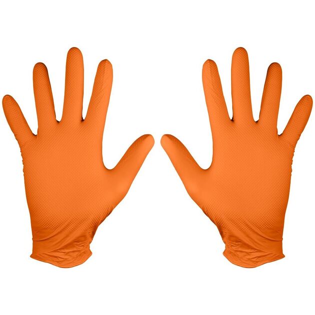 Рукавички перфоровані нітрилові, помаранчеві, 50 шт., розмір L NEO, фото  | SNABZHENIE.com.ua