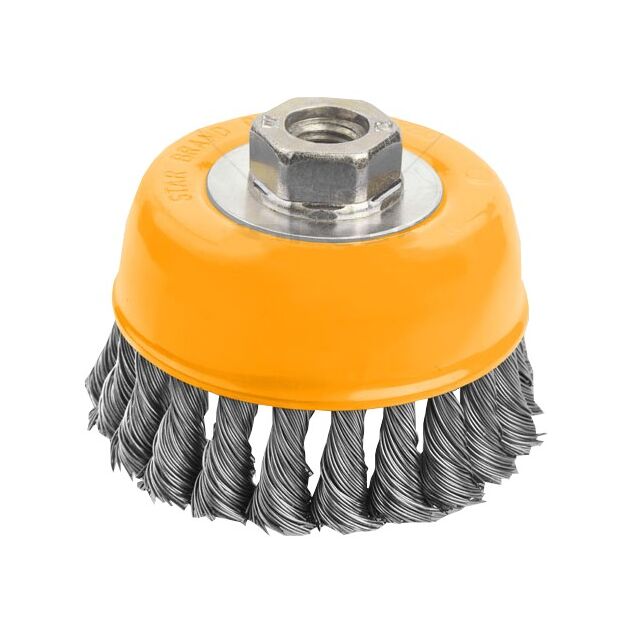 Tolsen Щітка чашкова Профі, торцева, переплетений дріт 0.5мм, 75мм, різьблення M14, фото  | SNABZHENIE.com.ua