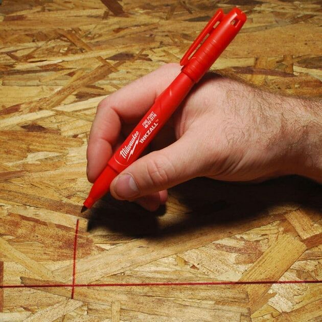 Маркер MILWAUKEE INKZALL тонкий красный для стройплощадки 48223170, фото , изображение 3 | SNABZHENIE.com.ua