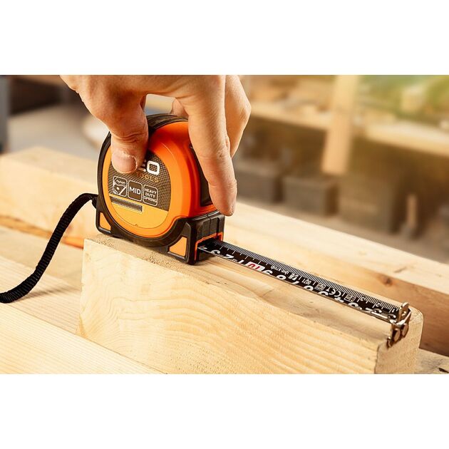 Рулетка сталева Super Black 5 м x 19 мм, автоблокування, дві кнопки фіксації, магніт NEO, фото , зображення 3 | SNABZHENIE.com.ua