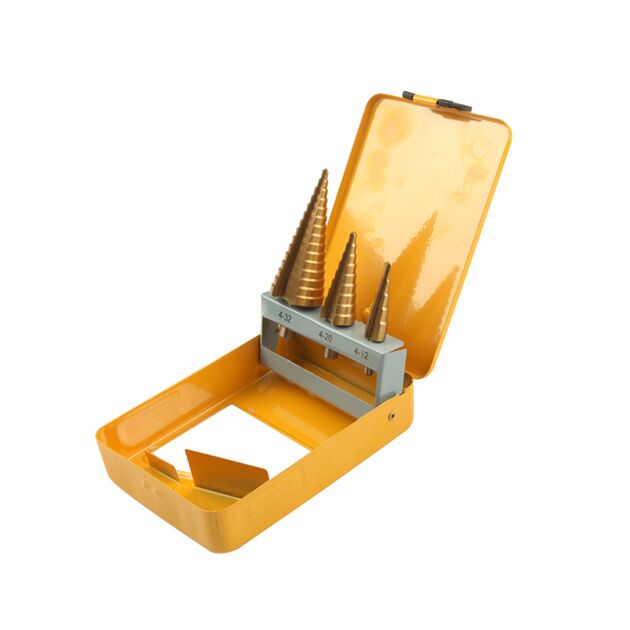 Tolsen Набір свердел по металу, східчасті, 3шт, 4-32мм, кейс, фото , зображення 2 | SNABZHENIE.com.ua