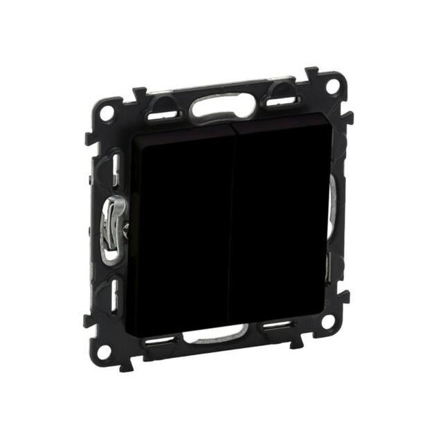 Legrand Вимикач 2-х клавішний Valena Life, 10AX, 250V, автоматичні клеми, матовий чорний, фото , изображение 2 | SNABZHENIE.com.ua