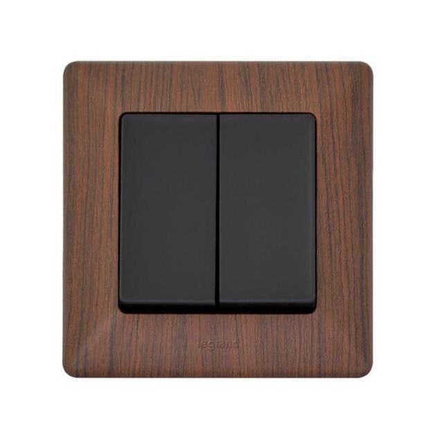 Legrand Вимикач 2-х клавішний Valena Life, 10AX, 250V, автоматичні клеми, матовий чорний, фото , изображение 3 | SNABZHENIE.com.ua