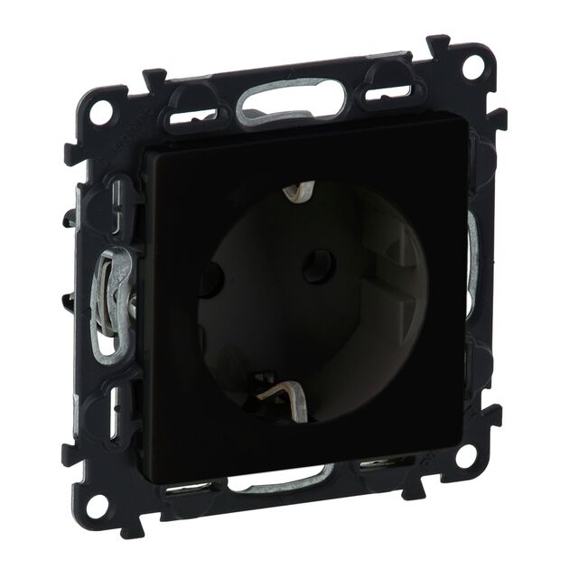 Legrand Розетка 2К+З Schuko Valena Life, 16А, 250V, автоматичні клеми, матовий чорний, фото , зображення 2 | SNABZHENIE.com.ua