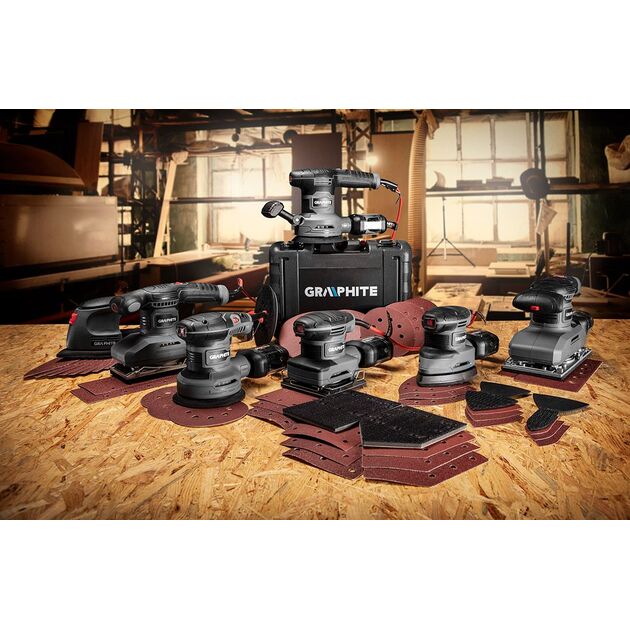 Орбітальна шліфувальна машина 300 Вт, крок 125 мм GRAPHITE, фото , зображення 3 | SNABZHENIE.com.ua