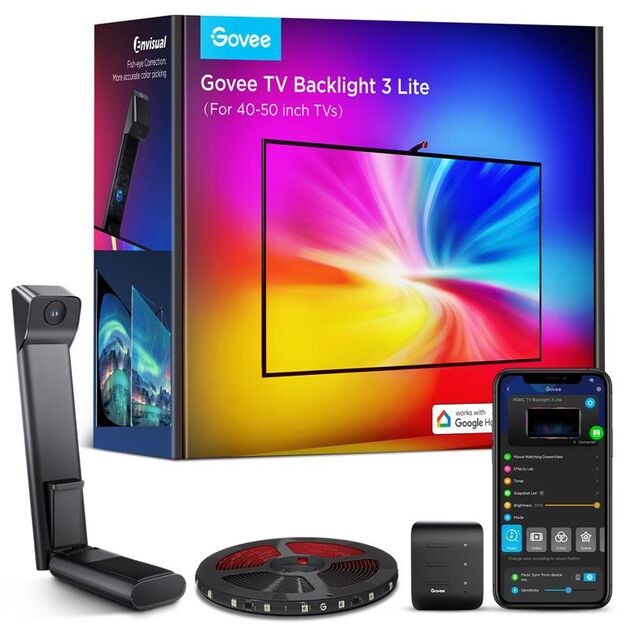 Govee Набір адаптивного підсвічування H6097 Backlight 3 Lite 40-50', RGBICW, WI-FI/Bluetooth, чорний, фото  | SNABZHENIE.com.ua