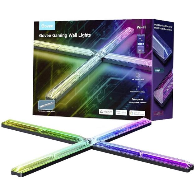 Govee Набір настінних світильників H6063 Gaming Wall light Evangelion, 8шт, RGBIC, WI-FI/Bluetooth, фіолетовий, фото , зображення 2 | SNABZHENIE.com.ua