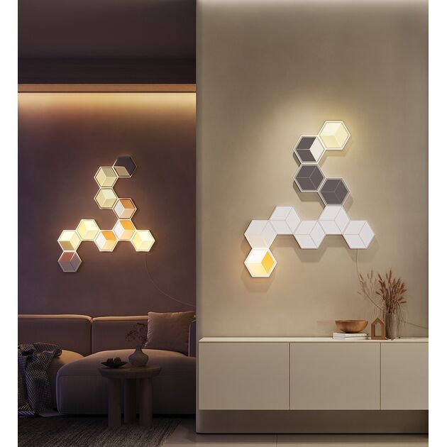 Govee Настінний світильник H106A Glide Hexagon Light Panels Ultra expansion pack, 1шт, RGBIC, WI-FI/Bluetooth, фіолетовий, фото , зображення 3 | SNABZHENIE.com.ua