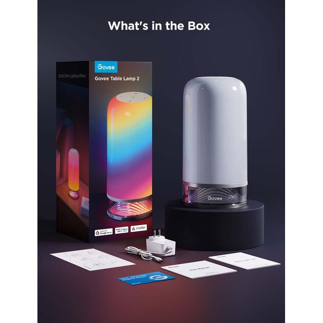 Govee Настільний світильник розумний H6022 Table Lamp 2, RGBICWW, WI-FI/Bluetooth, білий, фото , зображення 3 | SNABZHENIE.com.ua